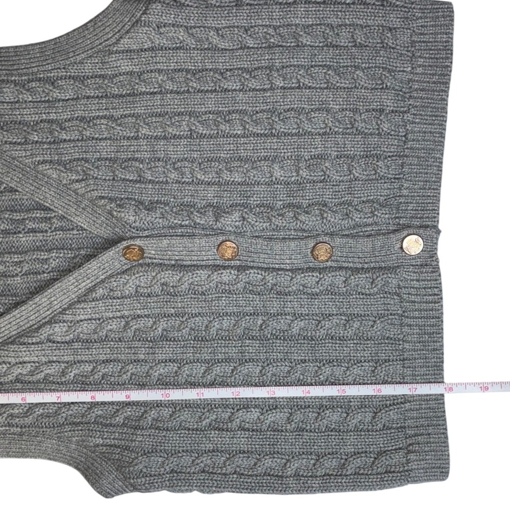 Abercrombie & Fitch Small Gray Mara Cable Knit Button Front Sweater Vest Preppy - Picture 6 of 6
